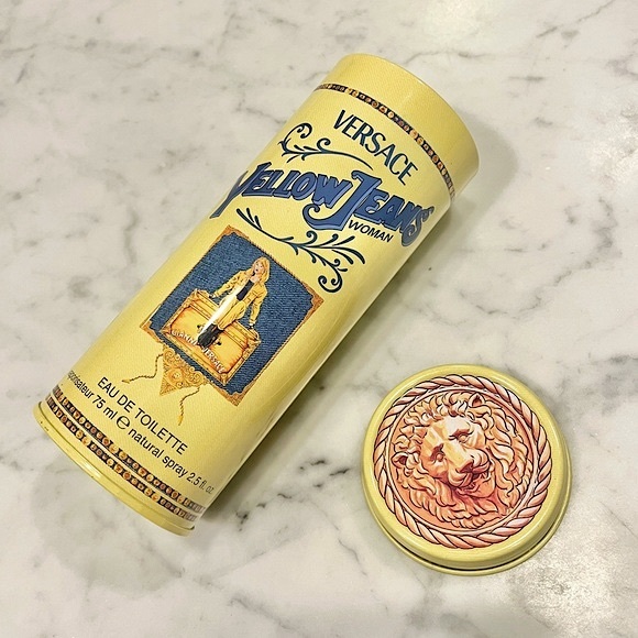 Versace Home Other - Vintage 90’s Gianni Versace Yellow Jeans Large Storage Tin - Tin Only